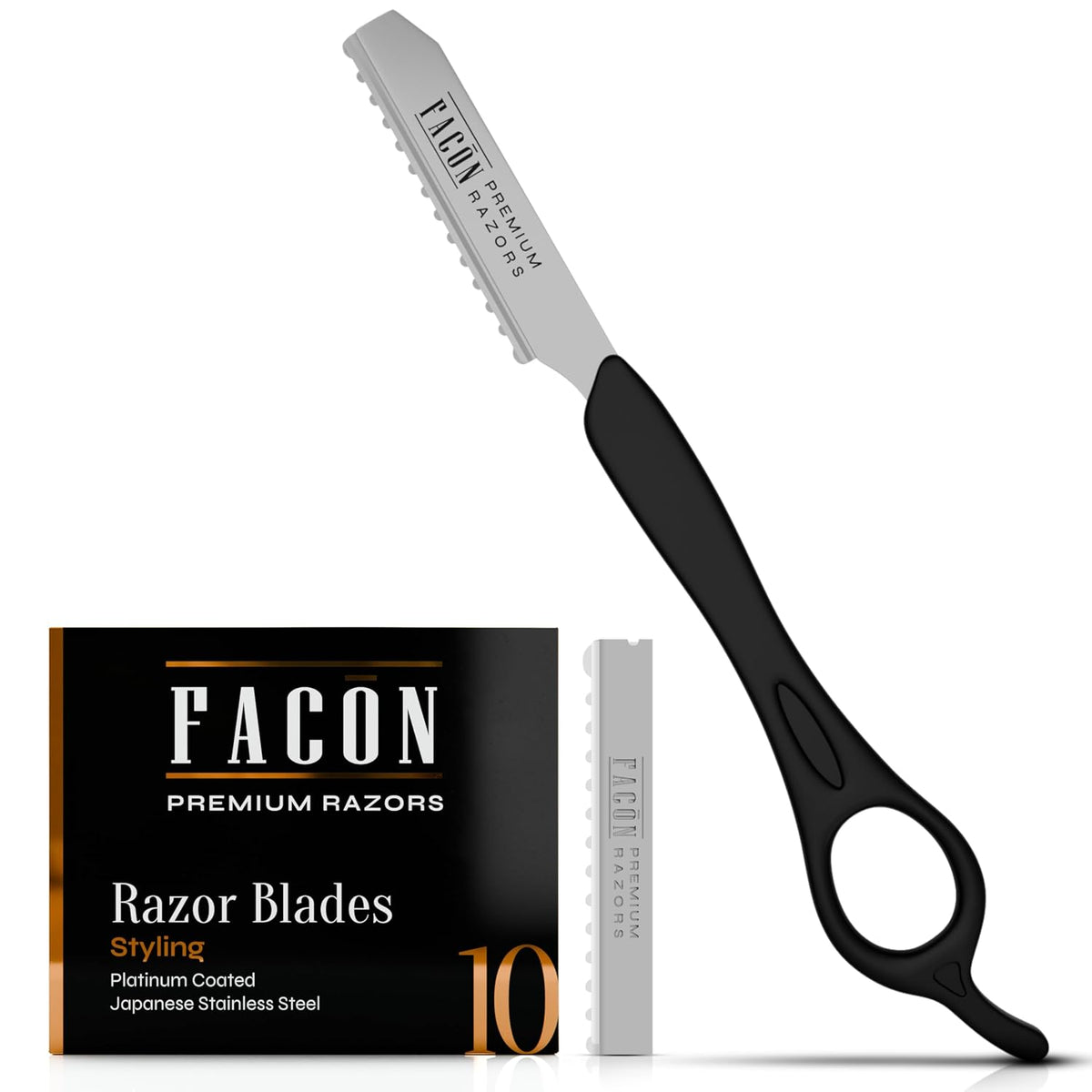 Facón Hair Razors for Cutting Hair - Professional Styling Razor Kit with 11 Replacement Blades, Stainless Steel Hairs Cu