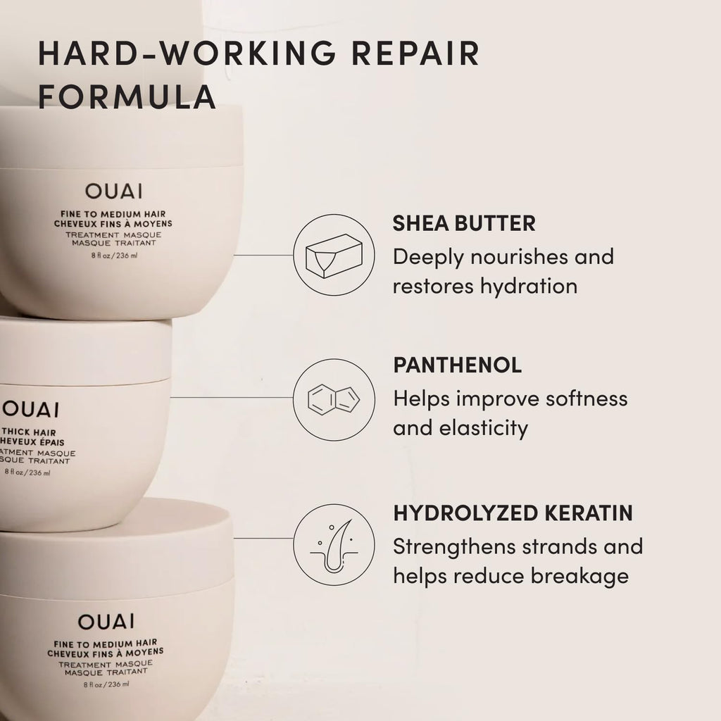 OUAI Lightweight Hydrating Hair Mask for Fine to Medium Hair, 8 oz