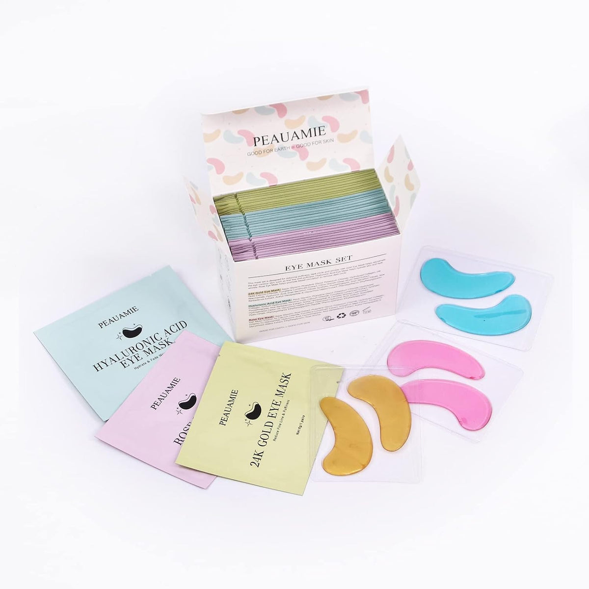 PEAUAMIE Under Eye Patches Gold and Hyaluronic Acid for puffy eyes,Rose Eye Masks for Dark Circles and Puffiness skin ca