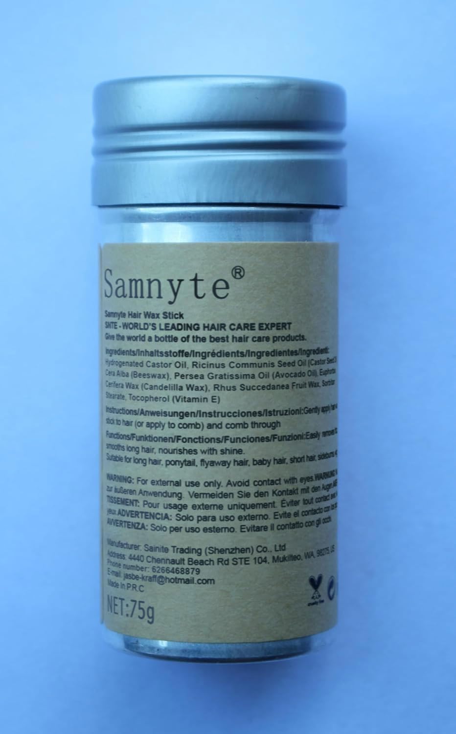 Samnyte Hair Wax Stick, Gel Tamer for Flyaways, Nourishing Slick Stick Pomade for Women & Kids, Slick Back & Styling Cre