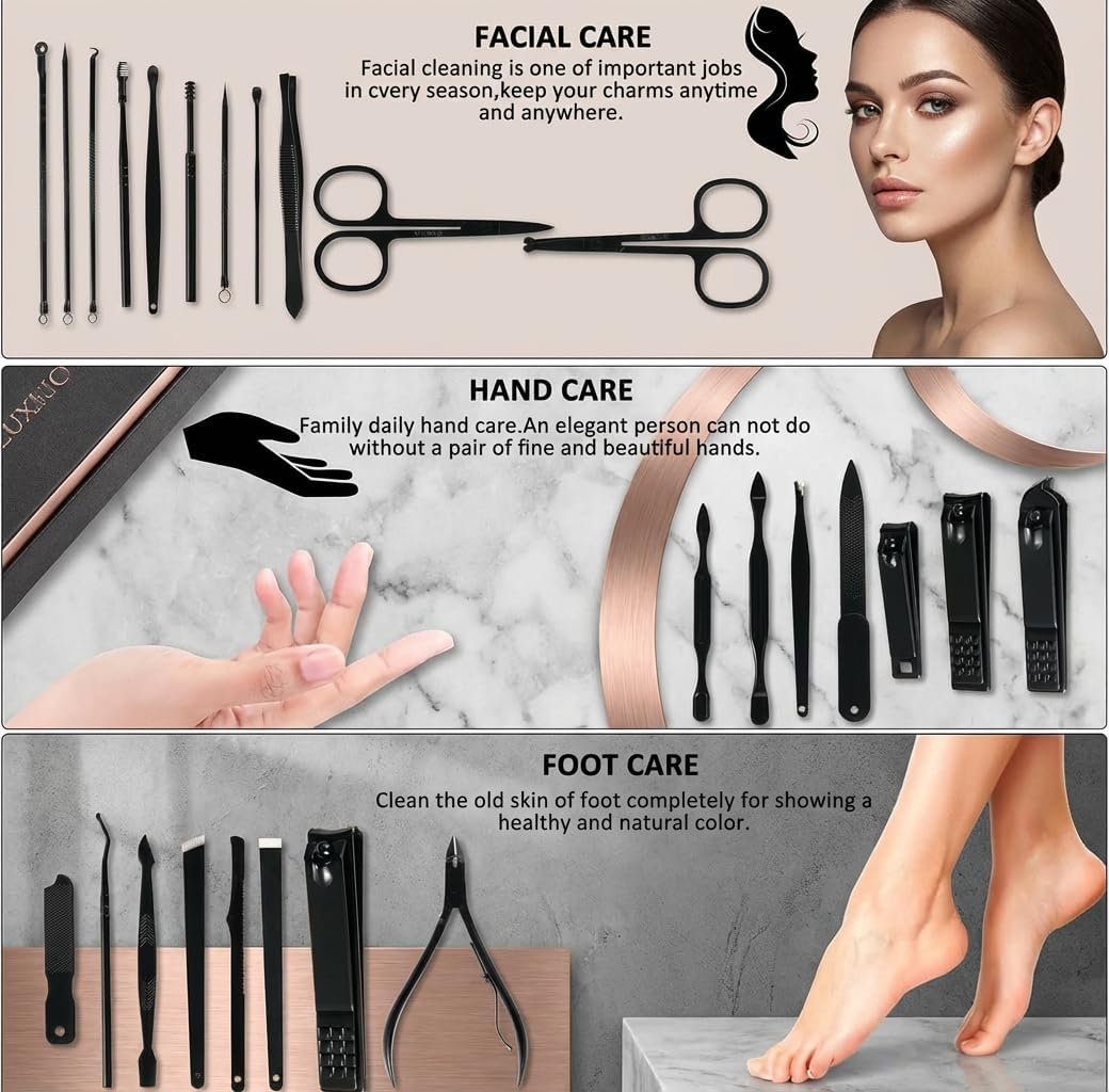 Manicure Set Nail Clippers Set Pedicure Kit, 26-Piece Brown