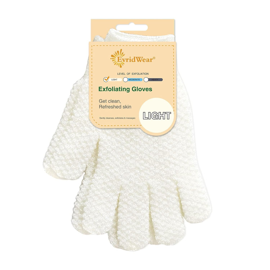 Evridwear Exfoliating Dual Texture Bath Gloves for Shower, Spa, Massage and Body Scrubs, Dead Skin Cell Remover, Gloves 