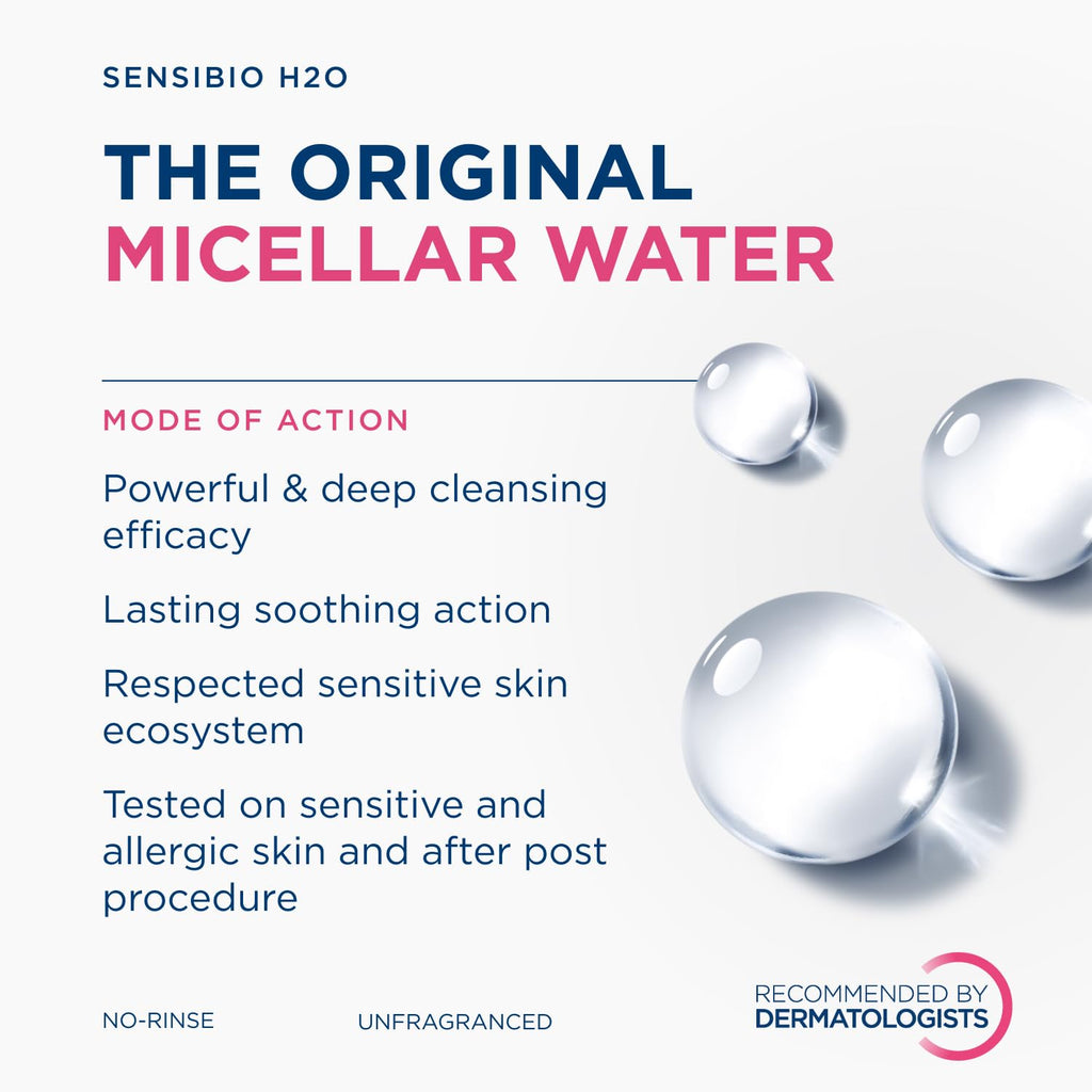 Bioderma - Sensibio - H2O Micellar Water - Makeup Remover Cleanser - Face Cleanser for Sensitive Skin