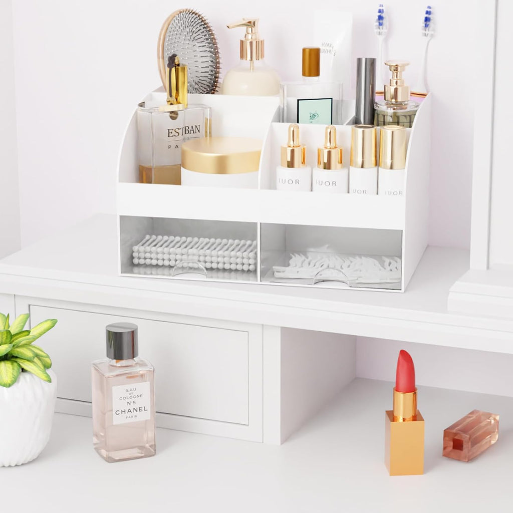 Makeup Organizer with Drawers, Cosmetic Storage for Dresser Vanity and Bathroom Countertop, Beauty Holder for Lipstick B