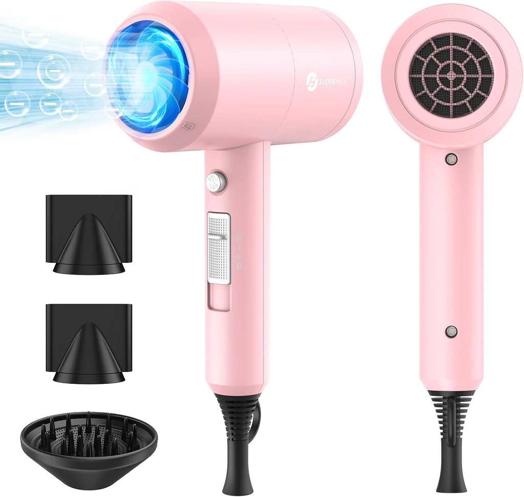 slopehill Professional Ionic Hair Dryer, Powerful 1800W Fast Drying Low Noise Blow Dryer with 2 Concentrator Nozzle 1 Di