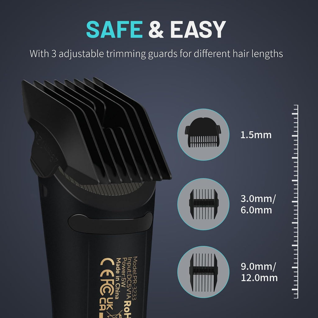 PRITECH Manscape Body Hair Trimmer - Waterproof Pubic Hair Ball Trimmer, Ceramic Blade Shavers Electric Razors for Men w