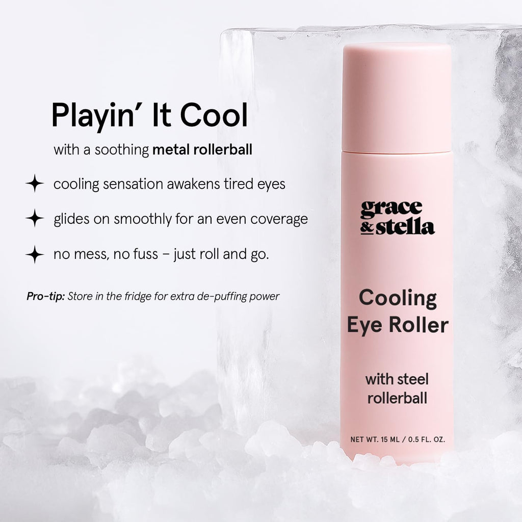grace & stella Under Eye Serum Roller with Cooling Metal Ball (15ml)