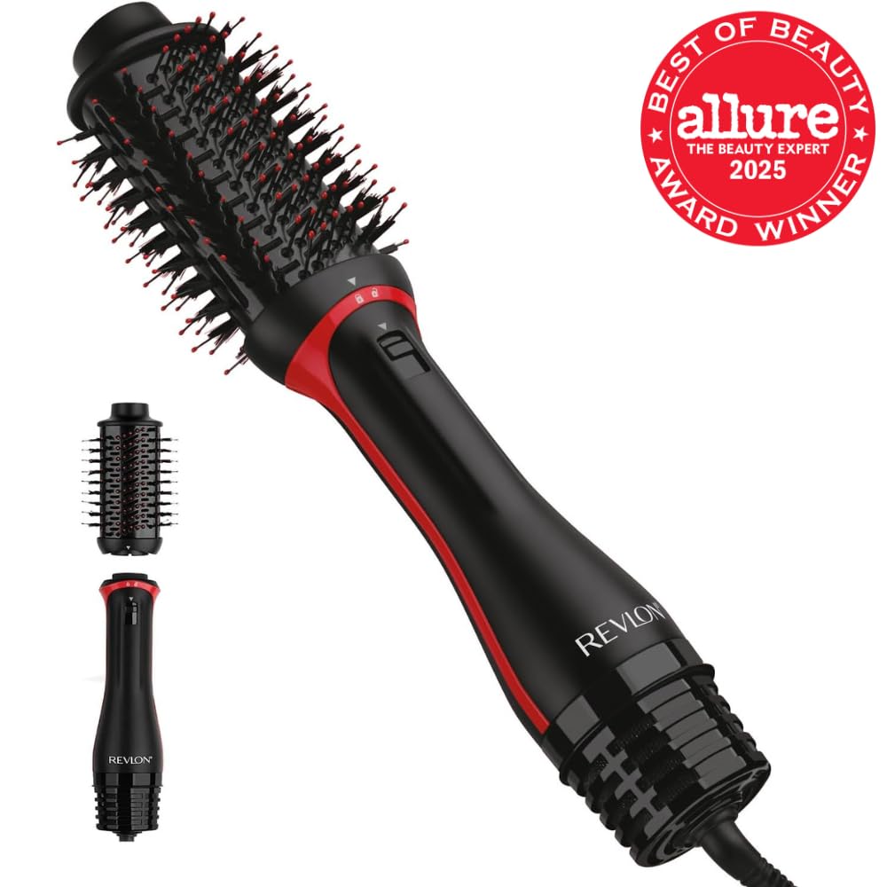REVLON One-Step Volumizer Plus Hair Dryer and Styler, 2.4 in Barrel, Black