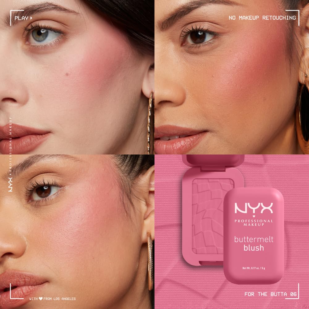 NYX PROFESSIONAL MAKEUP Buttermelt Powder Blush, Fade and Transfer-Resistant Blush, Up to 12HR Make Up Wear, Vegan Formu