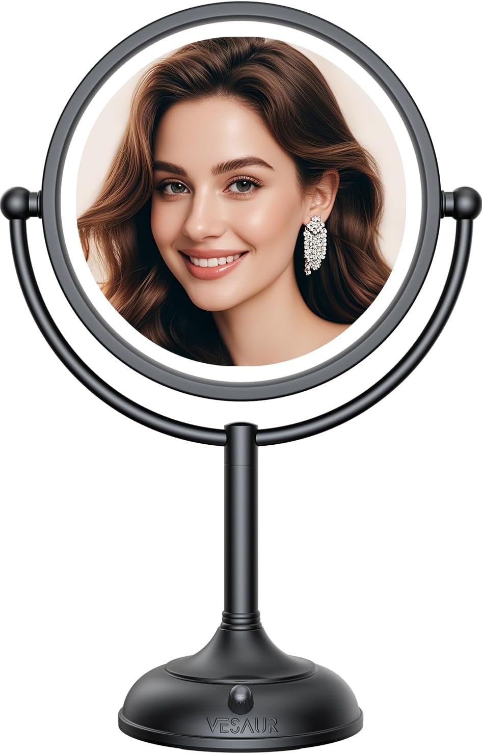 Professional 8.5" Large Lighted Makeup Mirror with Brighter Lights, 1X/10X True HD Magnifying Mirror with 3 Color Dimmab