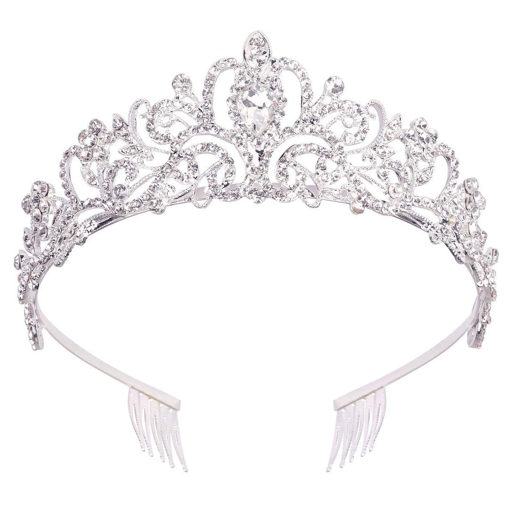 Didder Silver Crystal Tiara Crowns for Women Girls Elegant Princess Crown with Combs, Tiaras for Women Bridal Wedding Pr
