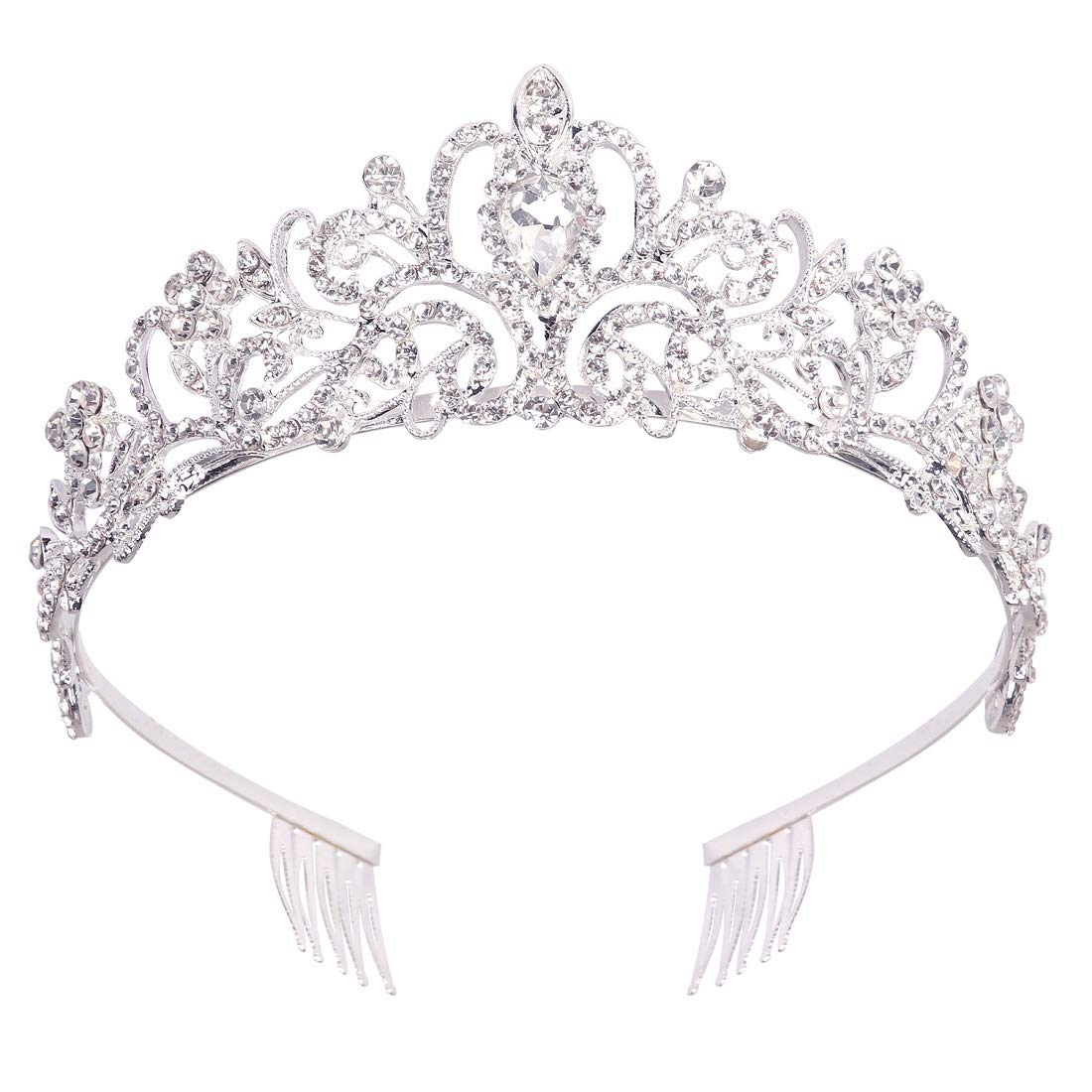 Didder Silver Crystal Tiara Crowns for Women Girls Elegant Princess Crown with Combs, Tiaras for Women Bridal Wedding Pr