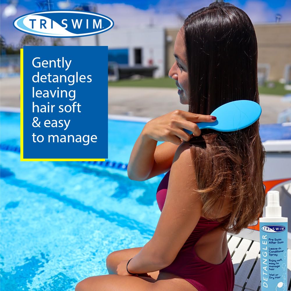 TRISWIM Detangler Leave-In Conditioner Spray 8oz | Pre Swim Hair Protection & After Swim Hair Detangler | Helps Prevent 