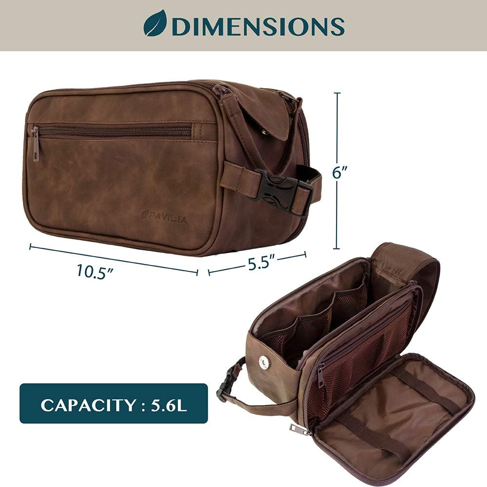 PAVILIA Toiletry Bag for Men, Travel Essentials Shaving Dopp Kit, Mens Travel Bag Toiletries Organizer Case for Grooming