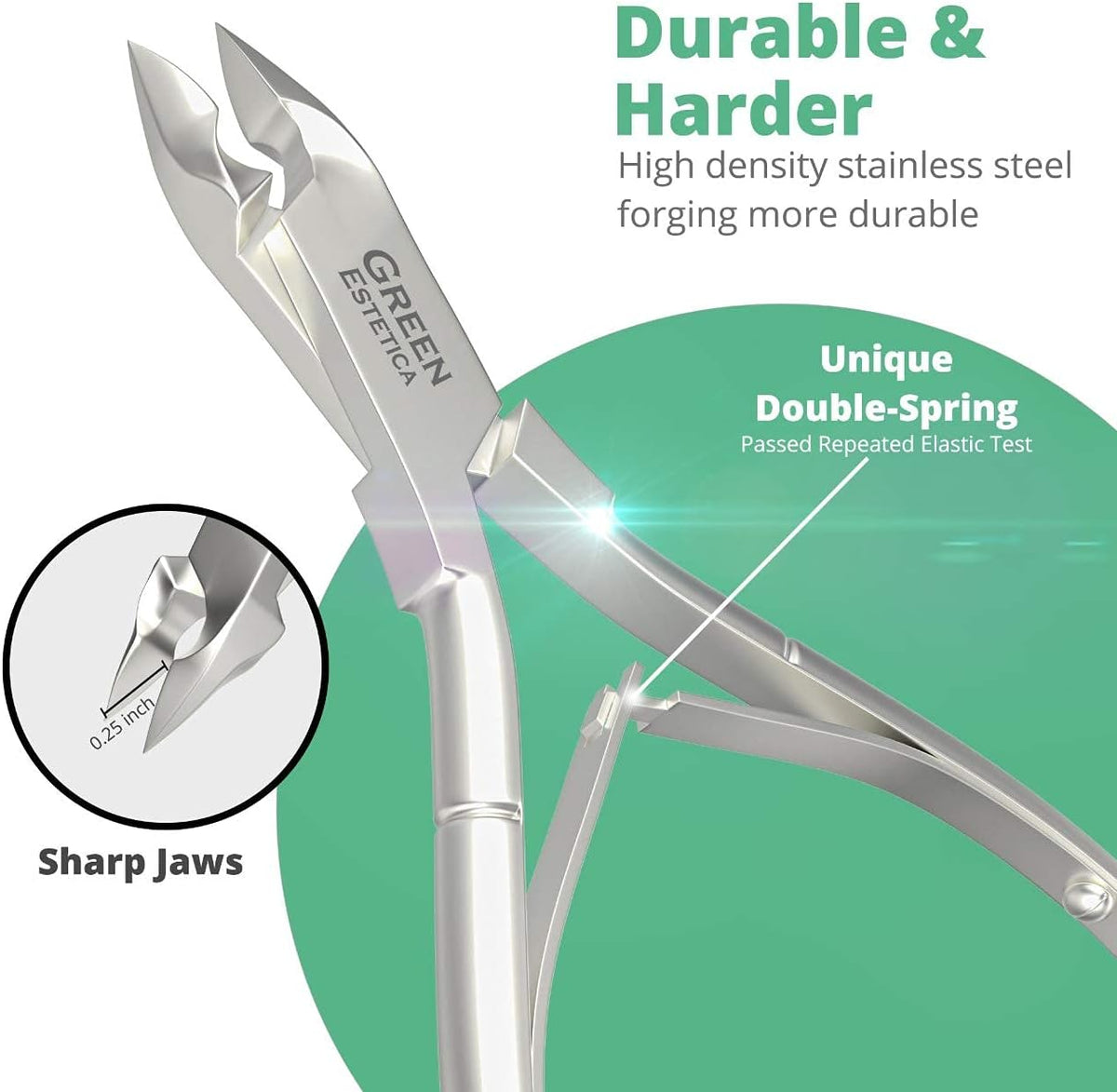 Professional Cuticle Trimmer, Cuticle Remover Double Spring (Silver)