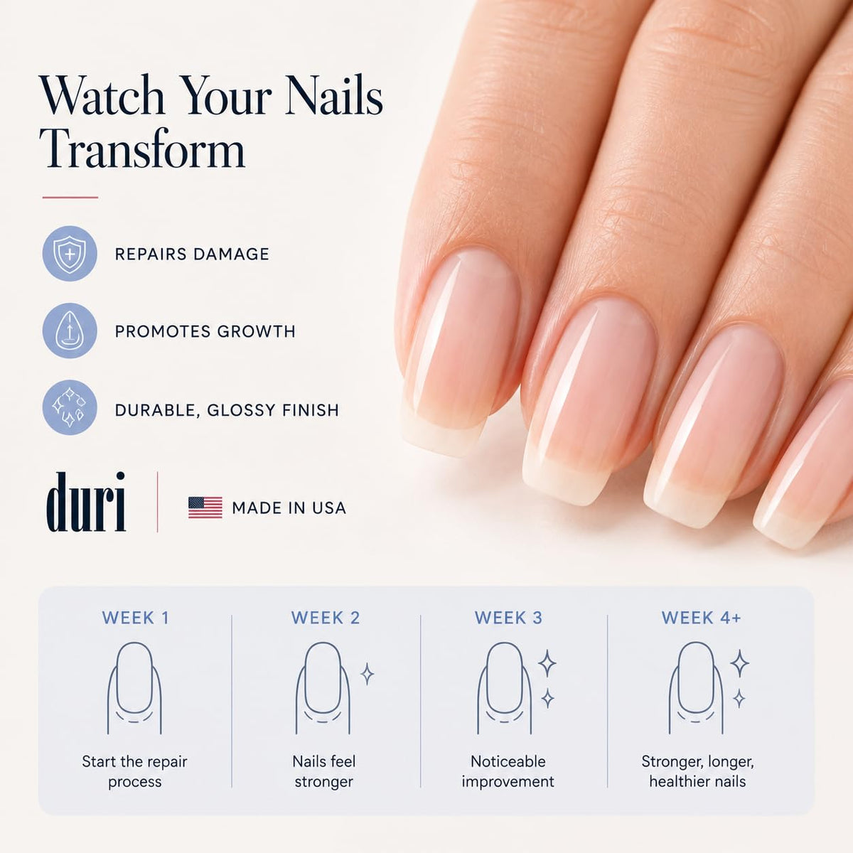 Duri Rejuvacote 1 Nail Growth System - Maximum Strength Nail Strengthener for Damaged Nails from Gel, Acrylic Manicure |