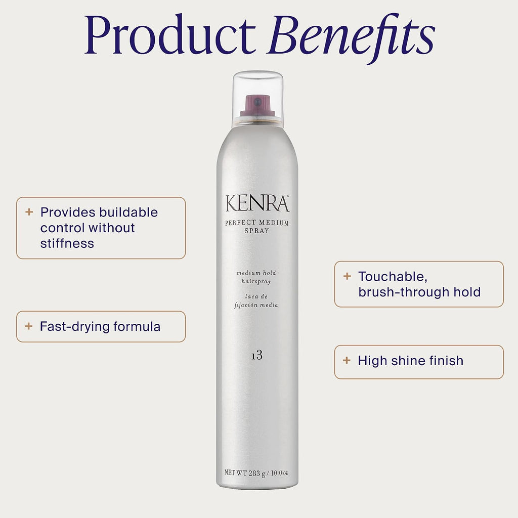 Kenra Professional Perfect Medium Spray 13 | Provides Styling Control Without Stiffness | Medium Hold | Fast-Drying Form