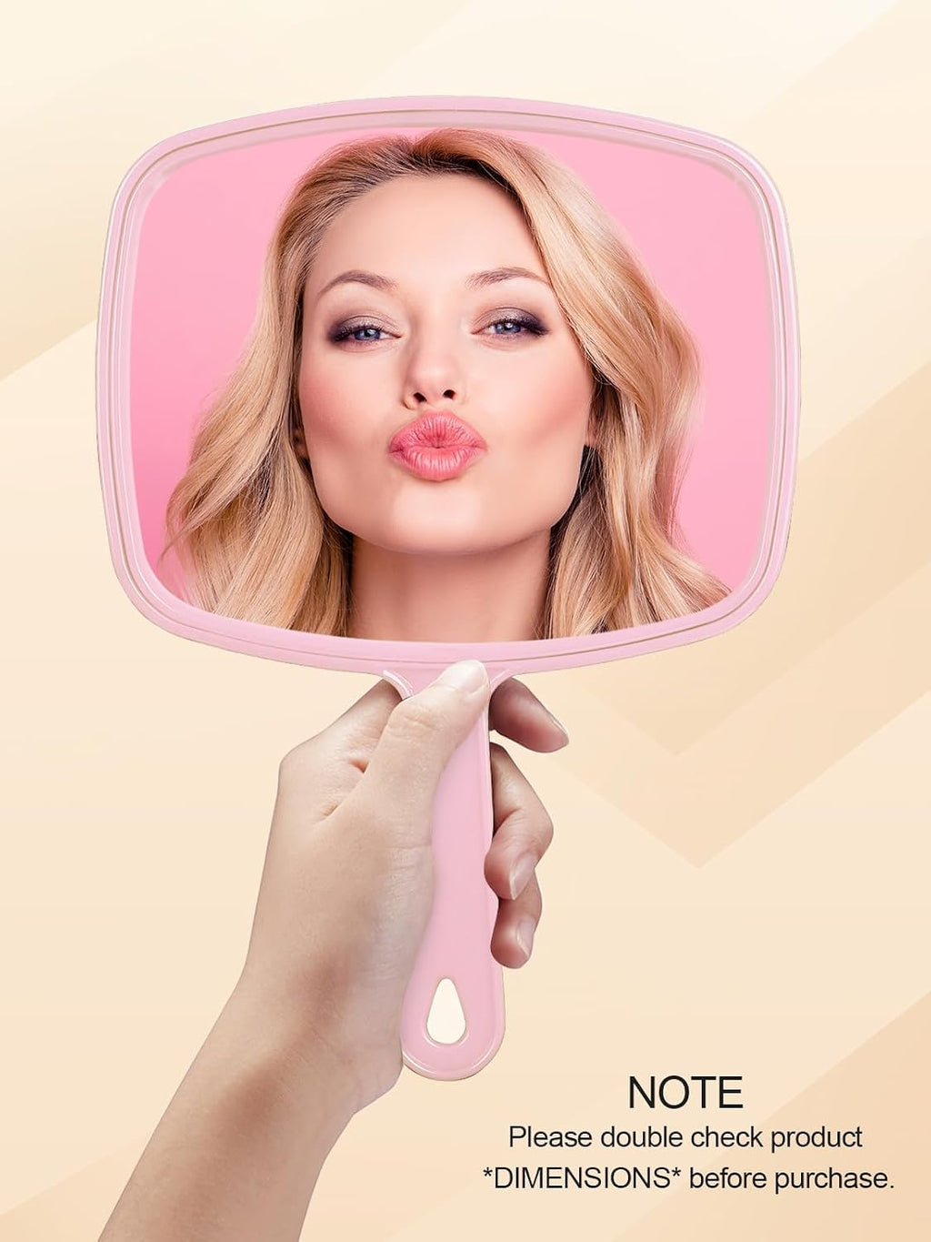 Gladmart 10.3" L x 7.4" W Hand Mirror with Handle, Pink