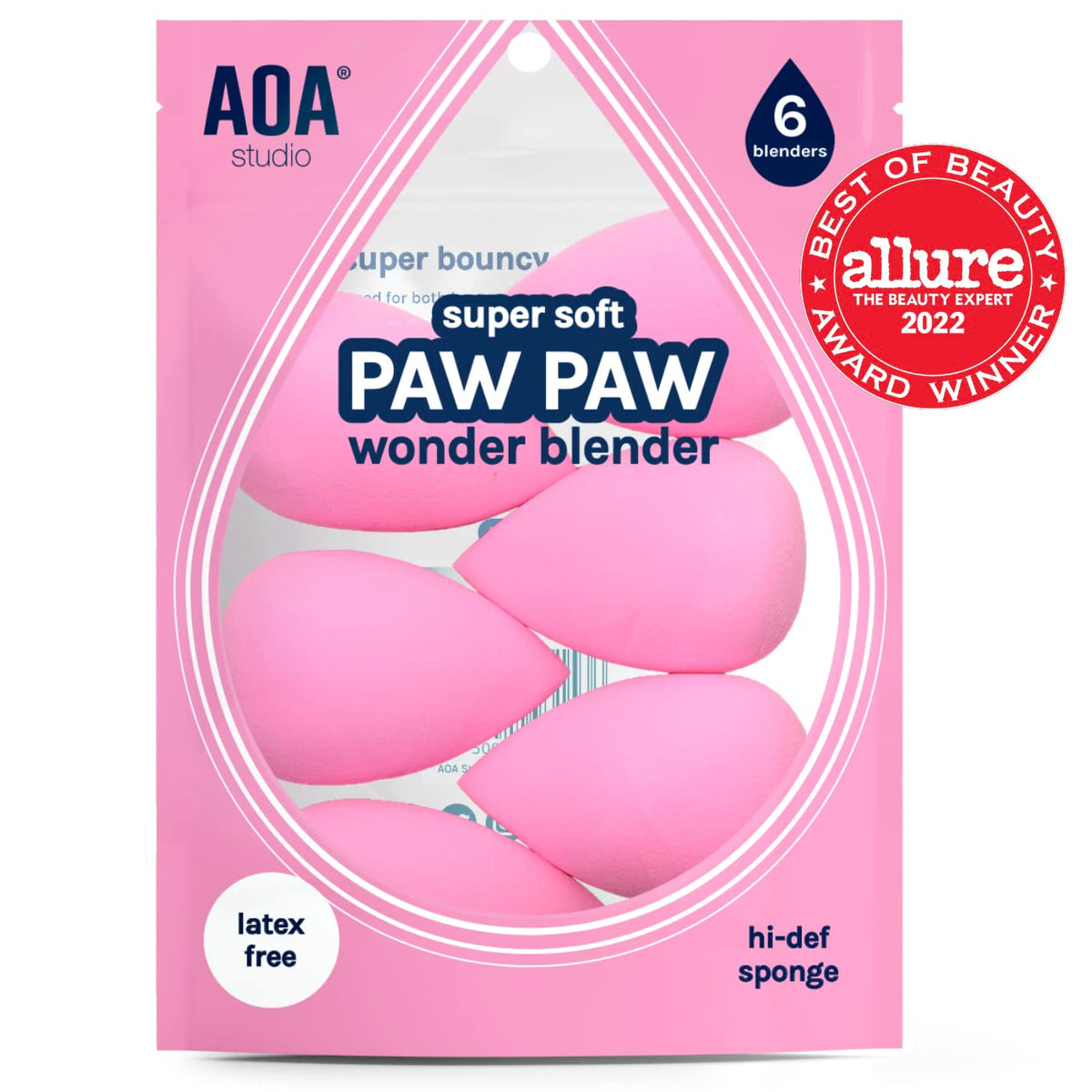 AOA Studio Collection makeup Sponge Set Latex Free and High-definition Set of 6 makeup Wonder blender For Powder Cream a