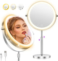 1X/20X Makeup Mirror with Lights, 9" Magnifying Mirror 5000mAh Rechargeable