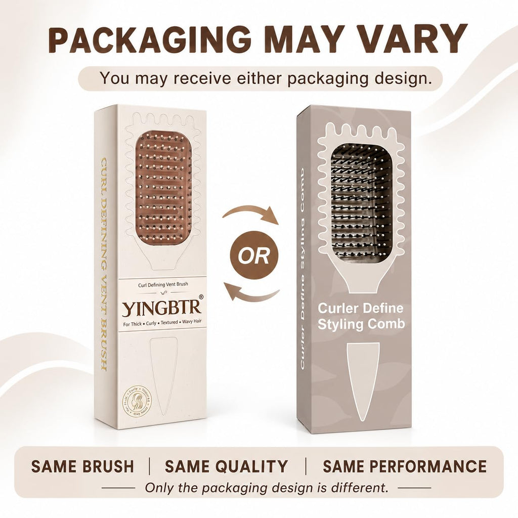 Curl Defining Brush for Curly Hair, Vented Detangling Hair Brush for Wet and Dry Styling, Curved Brush for Shaping and S