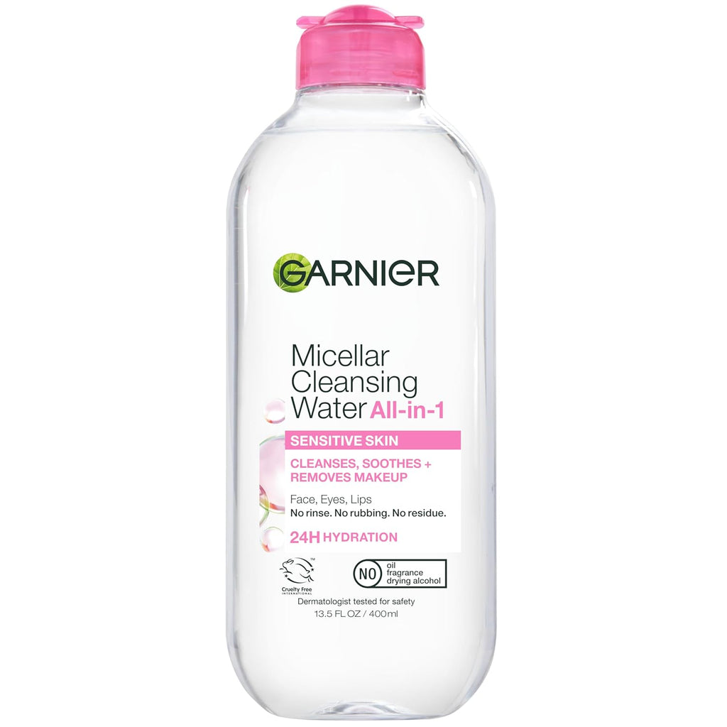 Garnier Micellar Water, Hydrating Facial Cleanser & Makeup Remover, Suitable for Sensitive Skin, Vegan, Cruelty Free, 13