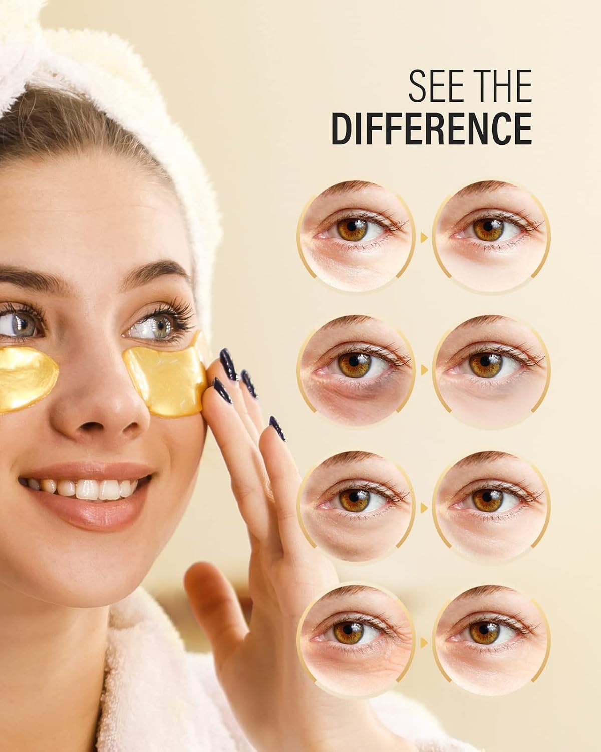 Maskiss 24k Gold Under Eye Patches (25 Pairs), eye mask, Collagen Skin Care Products, Eye Patches for Puffy Eyes, eye ma