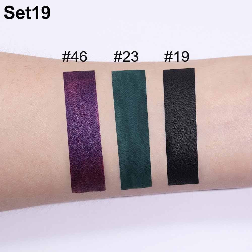 evpct 3Pcs Dark Black Green Purple Matte Liquid Lipstick Lip Stain Sets for Women Long Lasting Waterproof, 24 Hours Goth