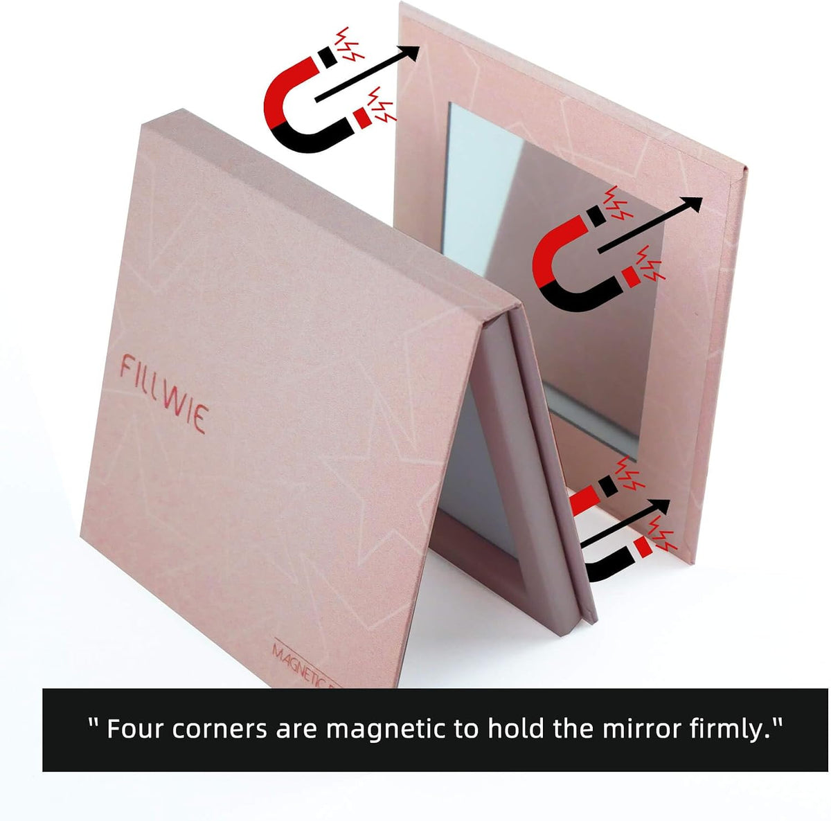 Pink Empty Magnetic Makeup Palette with Mirror (Detachable) – Small