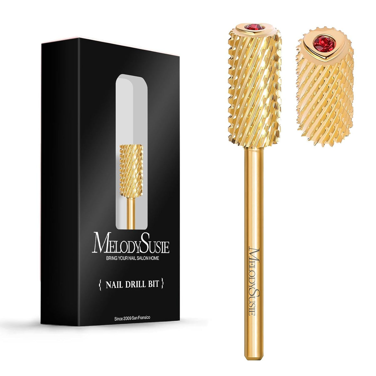 MelodySusie Safety Nail Drill Bits Large Smooth Top Carbide F Rose Gold