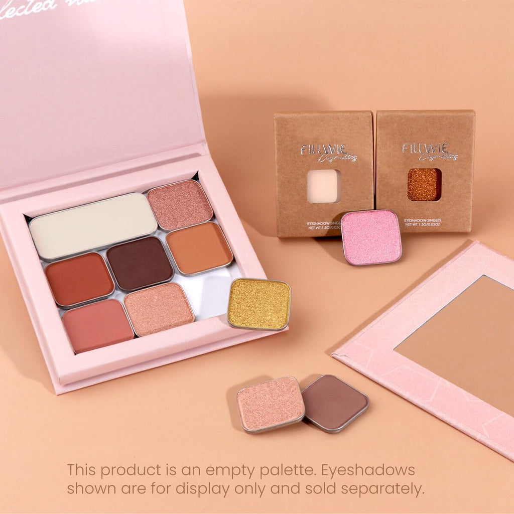 Pink Empty Magnetic Makeup Palette with Mirror (Detachable) – Small