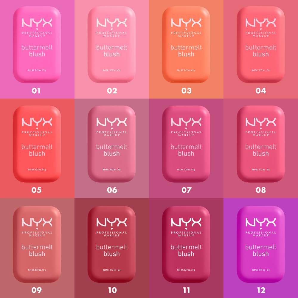 NYX PROFESSIONAL MAKEUP Buttermelt Powder Blush, Fade and Transfer-Resistant Blush, Up to 12HR Make Up Wear, Vegan Formu