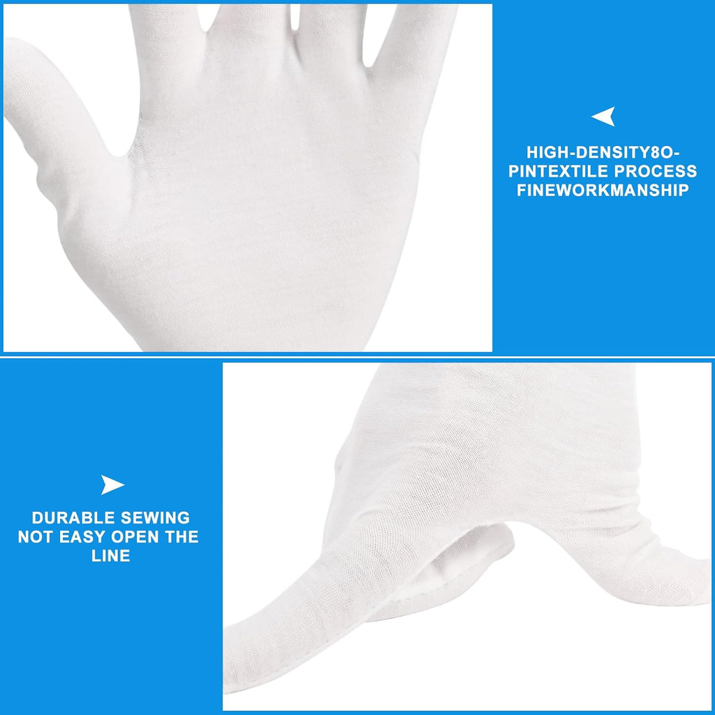 3 Pairs White Cotton Gloves for Dry Hands Sleeping, Premium Cotton Gloves for Eczema Lotion, Hand Gloves Moisturizing Ov