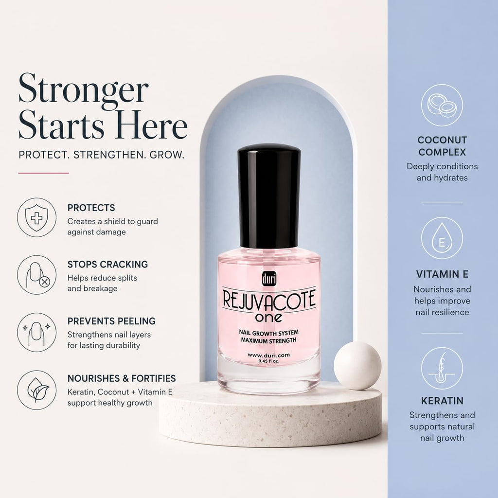 Duri Rejuvacote 1 Nail Growth System - Maximum Strength Nail Strengthener for Damaged Nails from Gel, Acrylic Manicure |