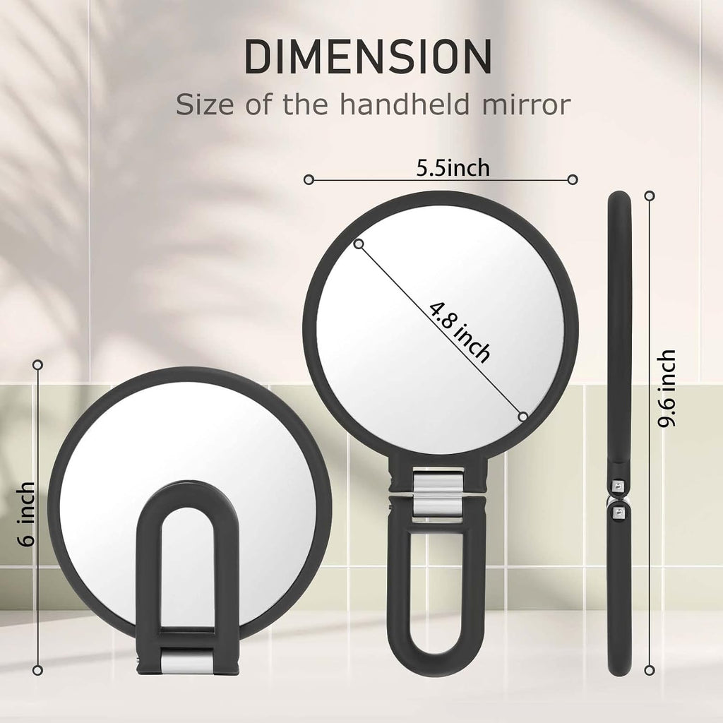 CLSEVXY Magnifying Handheld Mirror Double Sided, 1X 15X Magnification Hand Mirrors, Travel Folding Hand Held Mirror, 360