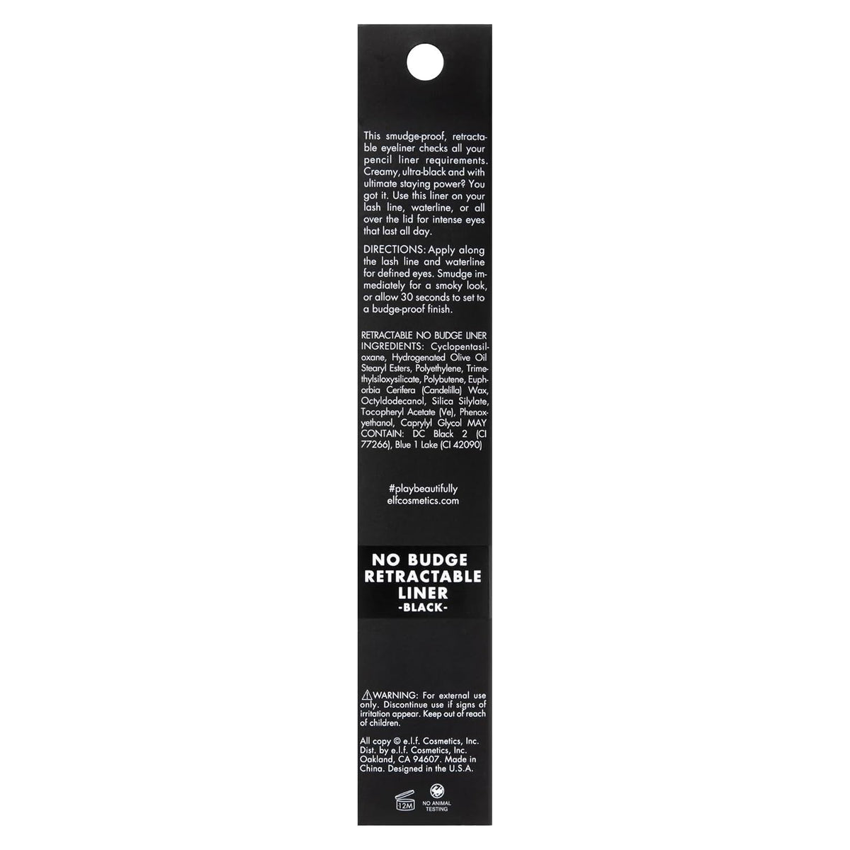 e.l.f. No Budge Retractable Eyeliner, Creamy, Ultra-Pigmented & Waterproof, Creates Bold & Defined Lines, Vegan & Cruelt