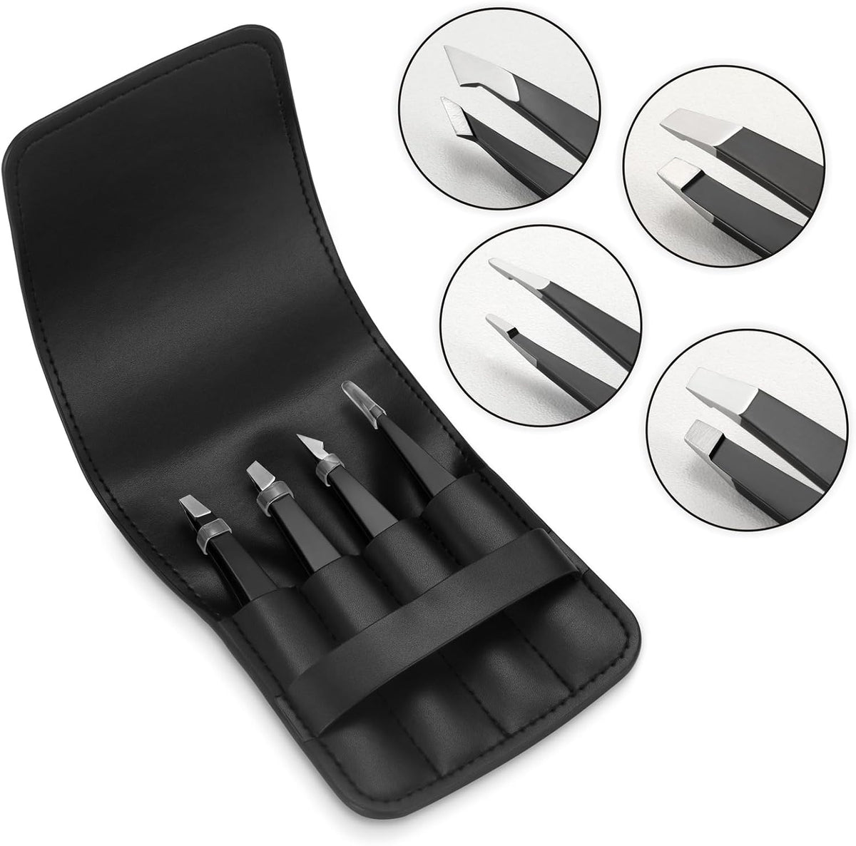 Pefei Tweezers Set - Professional Stainless Steel Tweezers for Eyebrows - Great Precision for Facial Hair, Splinter and 