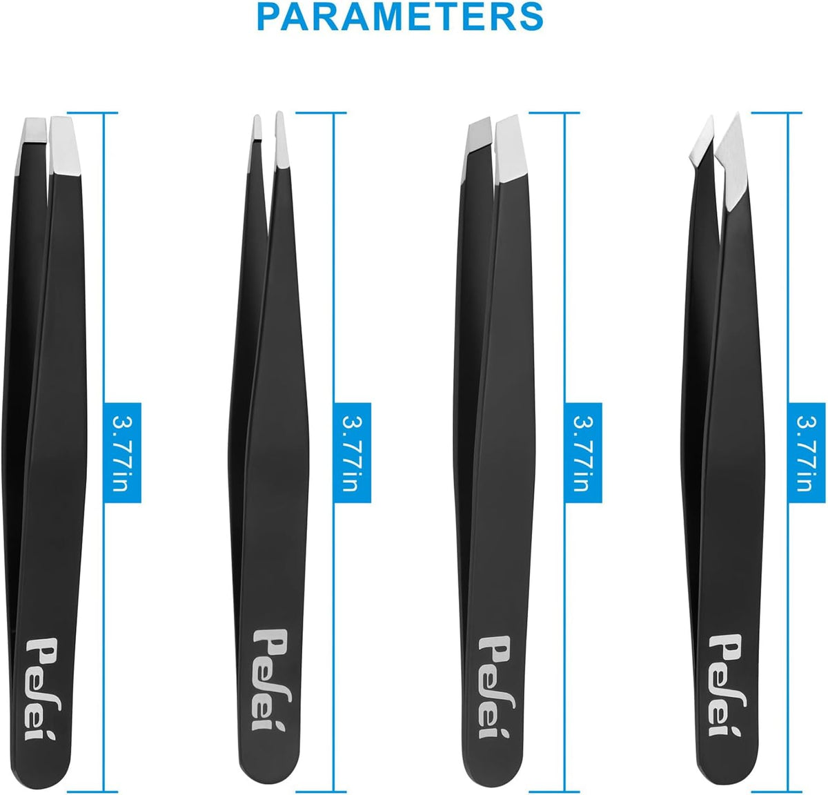Pefei Tweezers Set - Professional Stainless Steel Tweezers for Eyebrows - Great Precision for Facial Hair, Splinter and 