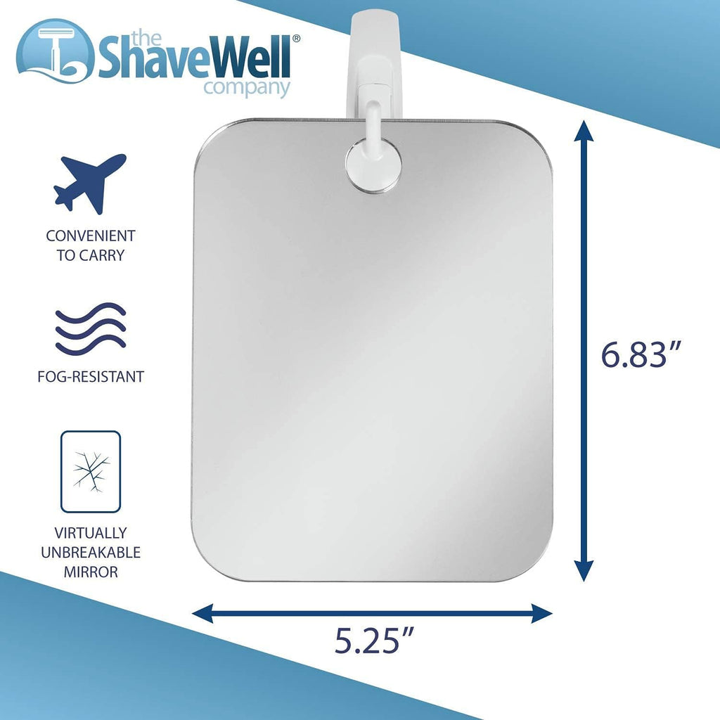 Shave Well Deluxe Anti-Fog Shaving Mirror with Removable Adhesive Hook