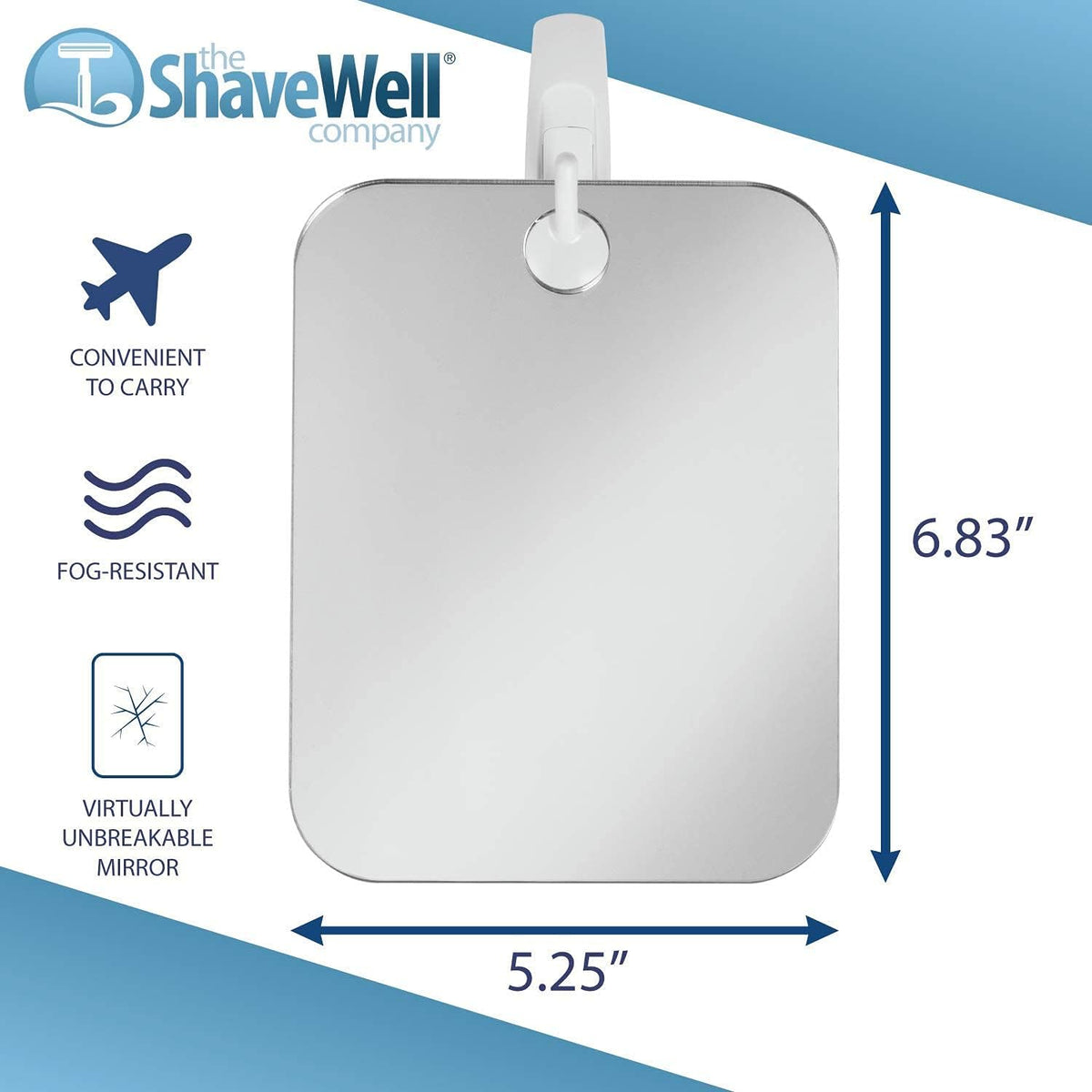 Shave Well Deluxe Anti-Fog Shaving Mirror with Removable Adhesive Hook