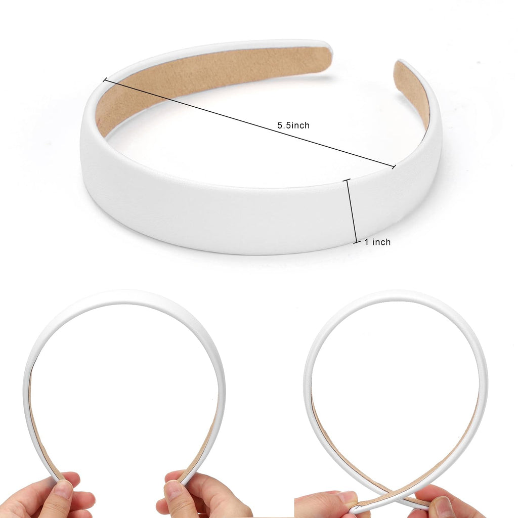 WantGor 1 Inch PU Leather Headband, Wide Padded Hairband Fashion Hair Bands