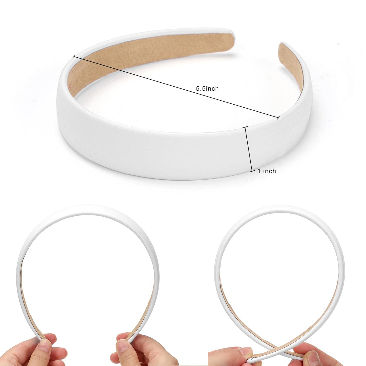 WantGor 1 Inch PU Leather Headband, Wide Padded Hairband Fashion Hair Bands