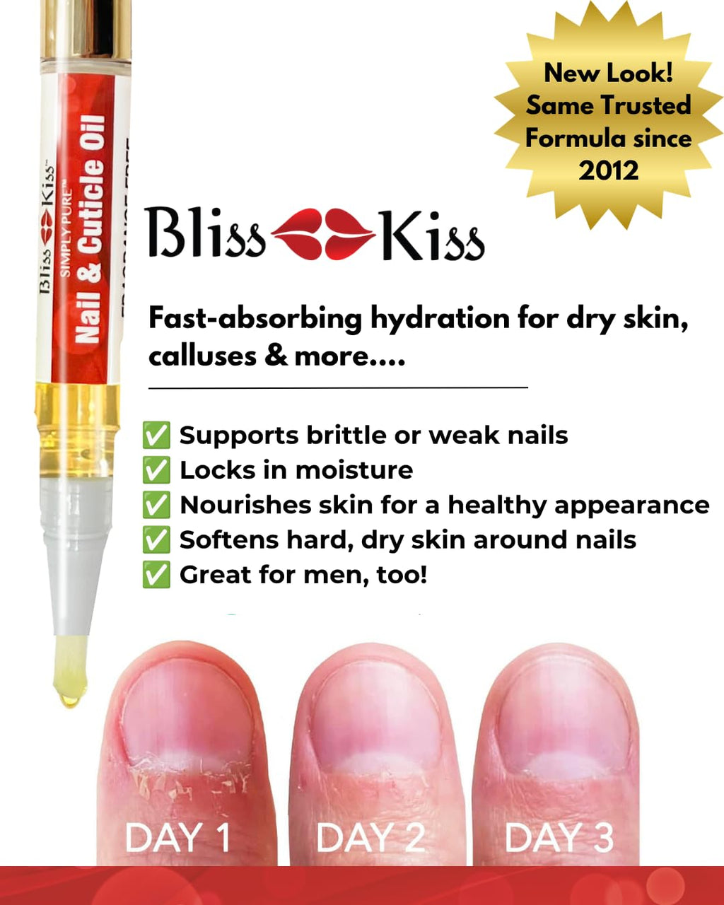 Bliss Kiss Simply Pure Cuticle Oil Pen, Fragrance Free, 1 Count