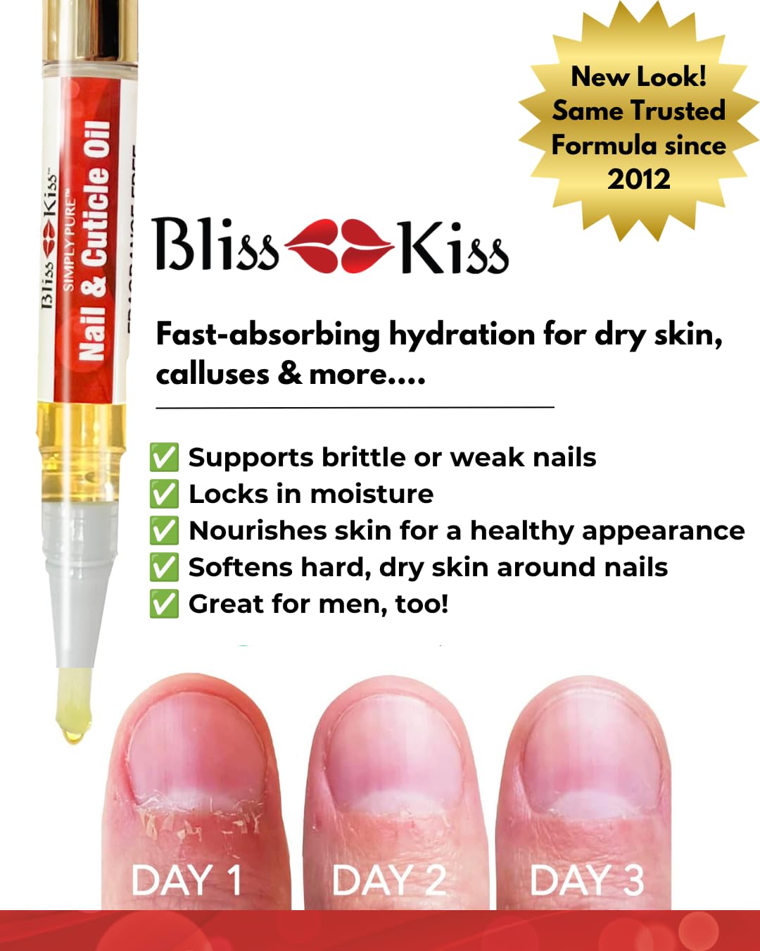Bliss Kiss Simply Pure Cuticle Oil Pen, Fragrance Free, 1 Count