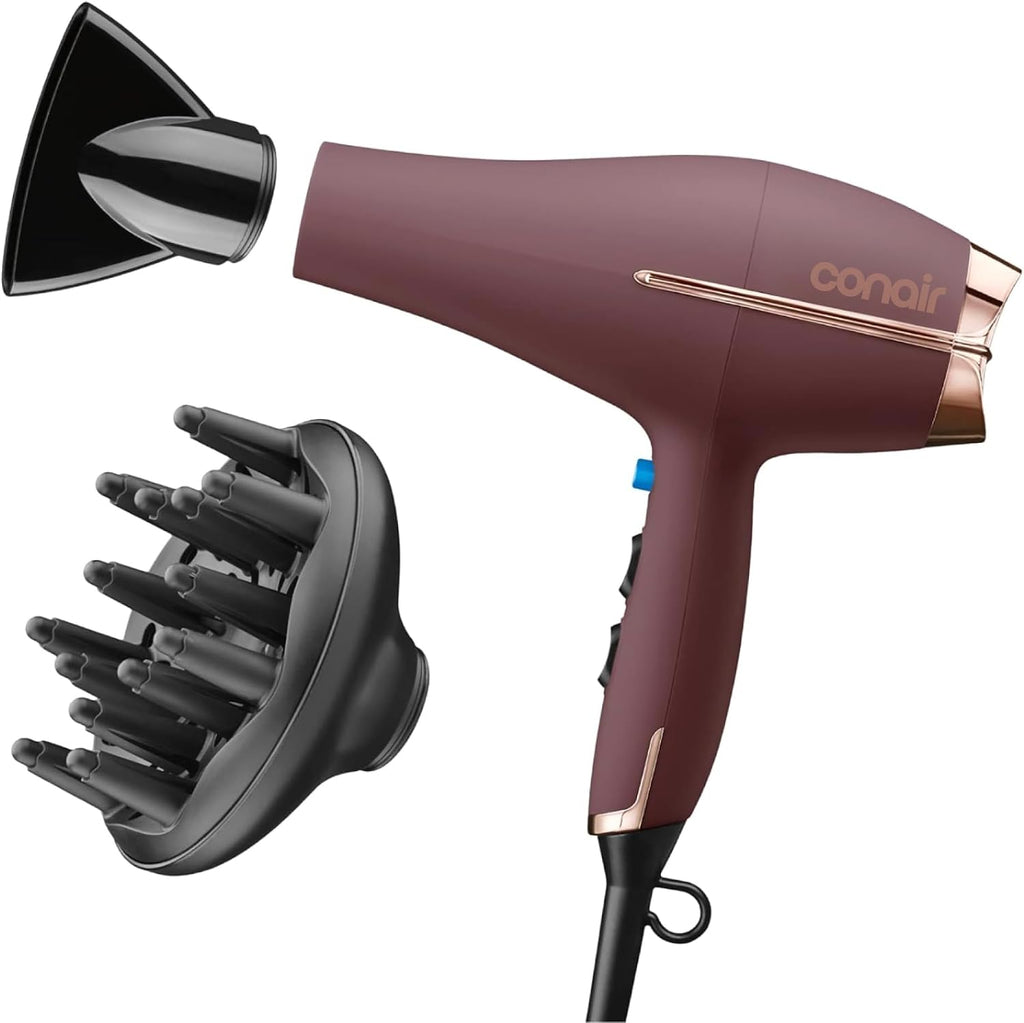 Conair InfinitiPRO Hair Dryer with Diffuser & Concentrator, 1875W, Black