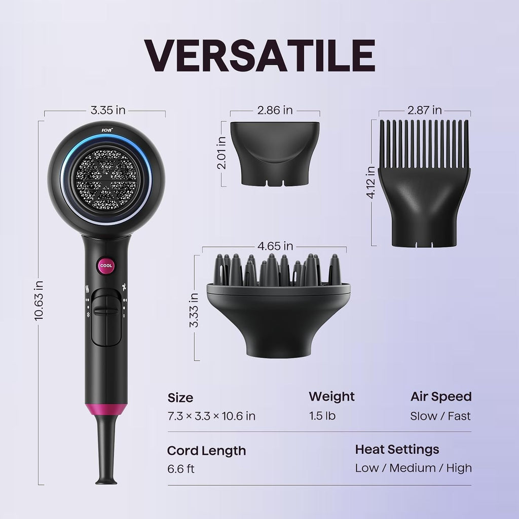 Wavytalk Blown Away Ionic Hair Dryer with Diffuser for Curly Hair