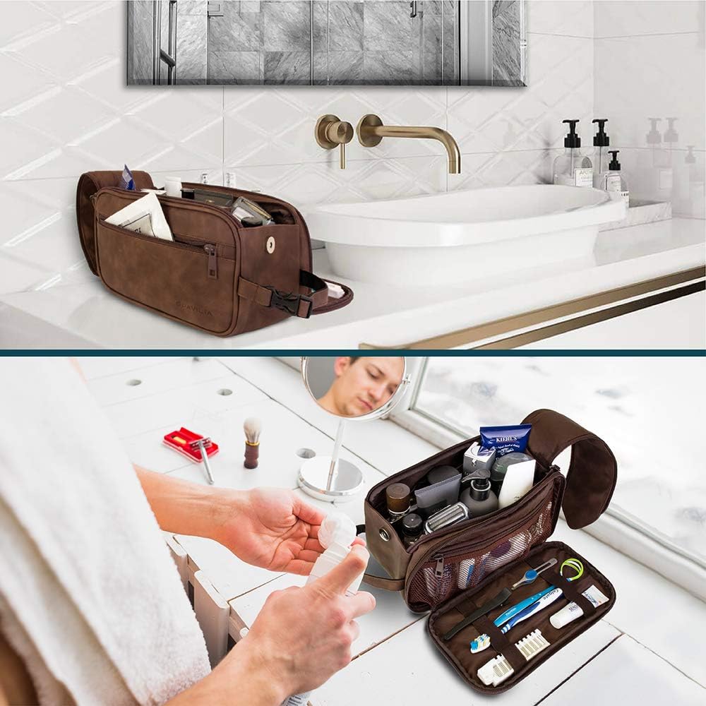 PAVILIA Toiletry Bag for Men, Travel Essentials Shaving Dopp Kit, Mens Travel Bag Toiletries Organizer Case for Grooming
