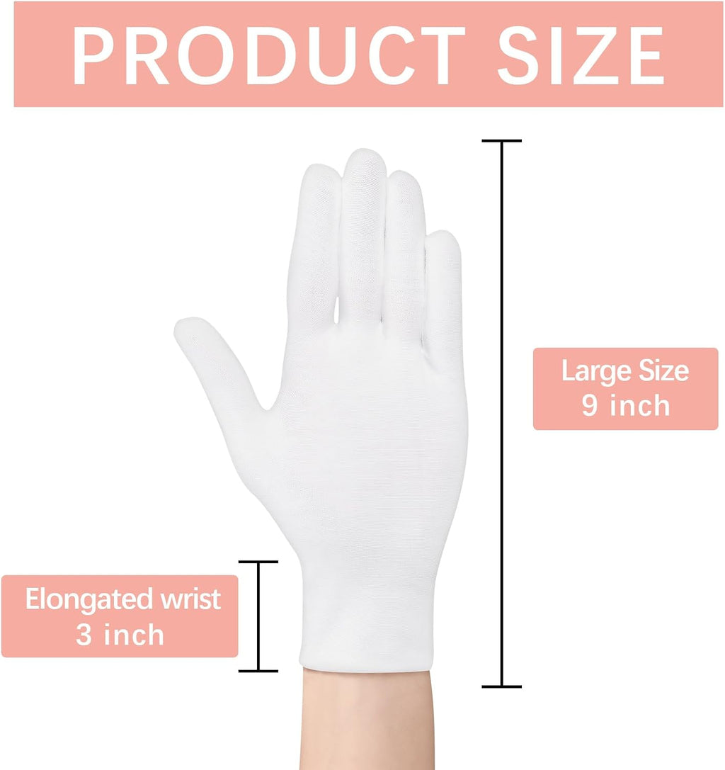 36 Pcs White Cotton Gloves for Dry Hands Sleeping, Men&Women Soft Sleep Gloves for Eczema and Moisturizing Overnight, St