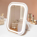 YEKKOPT Travel Makeup Mirror with Lights, Portable Small Beauty LED Vanity Mirror with Lights, 1200mAh Battery, Dimmable