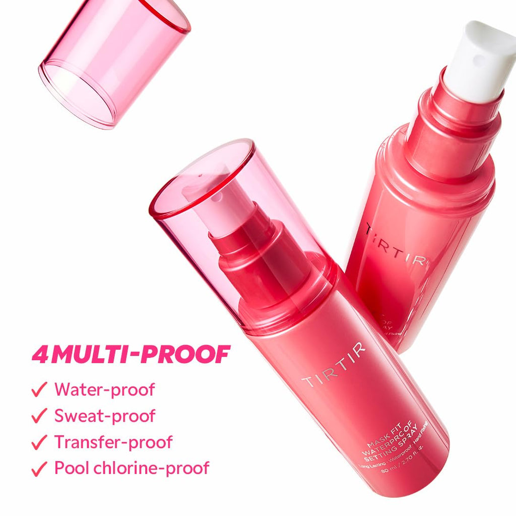 TIRTIR Waterproof Setting Spray – 24 Hour Long Lasting Fix, Sweatproof Water Resistant Makeup Finisher – Ethanol Free, S
